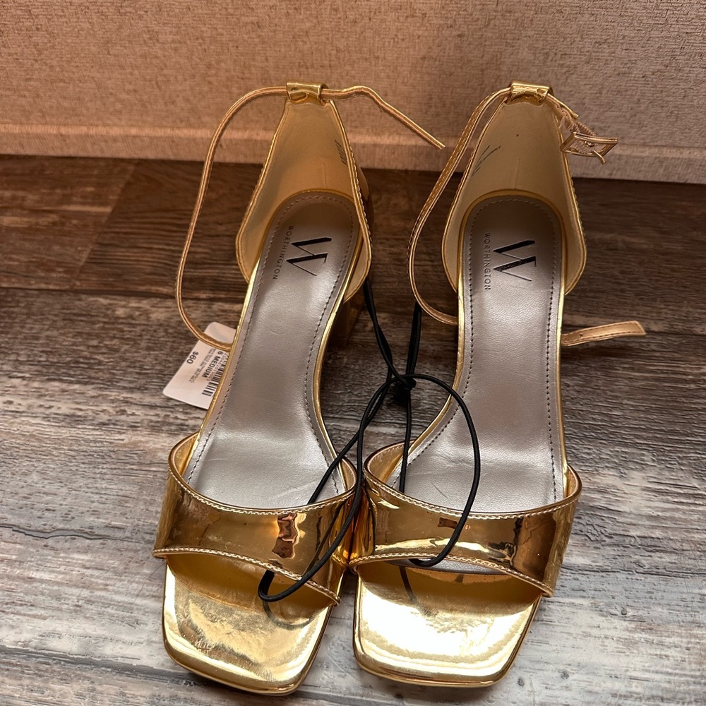 Womens Gold Metallic Heels